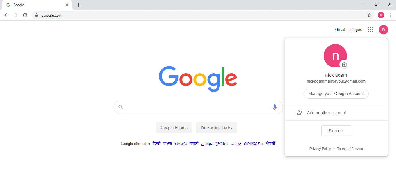 google account signed in user account