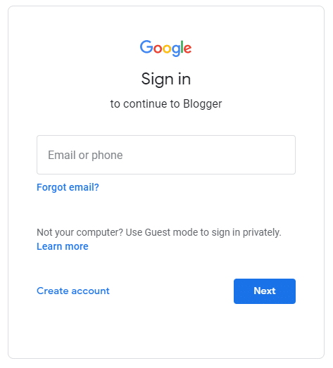 google-account-sign-in page